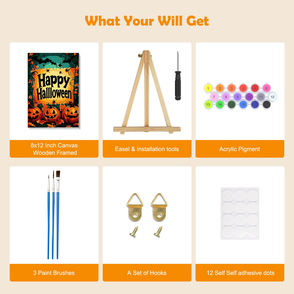 MOGTAA Halloween Ghost Paint by Numbers Kit for Adults Beginners with Frame, Fall Landscape Adult Paint by Number Kits on Canvas with Easel, Easy DIY Oil Painting Kits for Home Decor, 8x12in MOGTAA