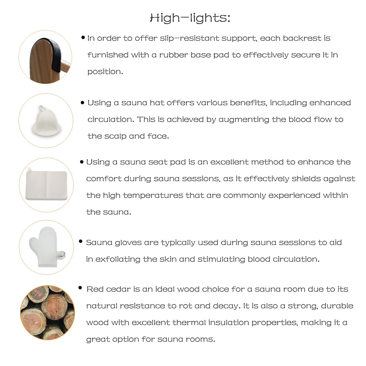 Red Cedar Sauna Back Rest Accompanied by an Anti-Slip Rubber Pad for Enhanced Stability, Includes Accessories as a Sauna Hat, Seat Pad, and Glove, Sauna Accessory Set. (2 Sets) WoodArtSupply