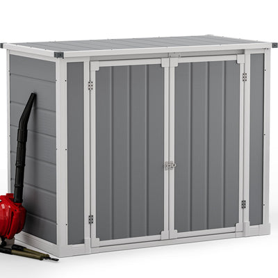 DWVO 41Cu.ft Outdoor Storage Shed w/o Shelf, 4.7x2.5 FT Horizontal Resin Tool Shed with Hydraulic Gas Rod and 3 Locks for Garden, Trash Cans, All-Weather Outdoor Storage, Lockable, Gray