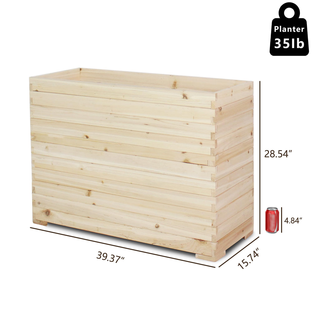 TRUEAURA Wood Raised Garden Bed, Rectangular Planter Box Outdoor Large Tall Trough 39"x28"x15" Flower Planters Boxes with Bottom for Plants Herb Patio Porch Balcony Privacy Screen TRUEAURA