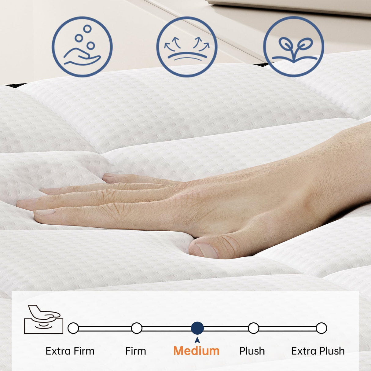 LETMOON Queen Mattress, 14 Inch Hybrid Queen Size Mattresses in a Box, Medium Firm, Memory Foam and Pocket Springs, Strong Edge Support, Pressure Relief LETMOON