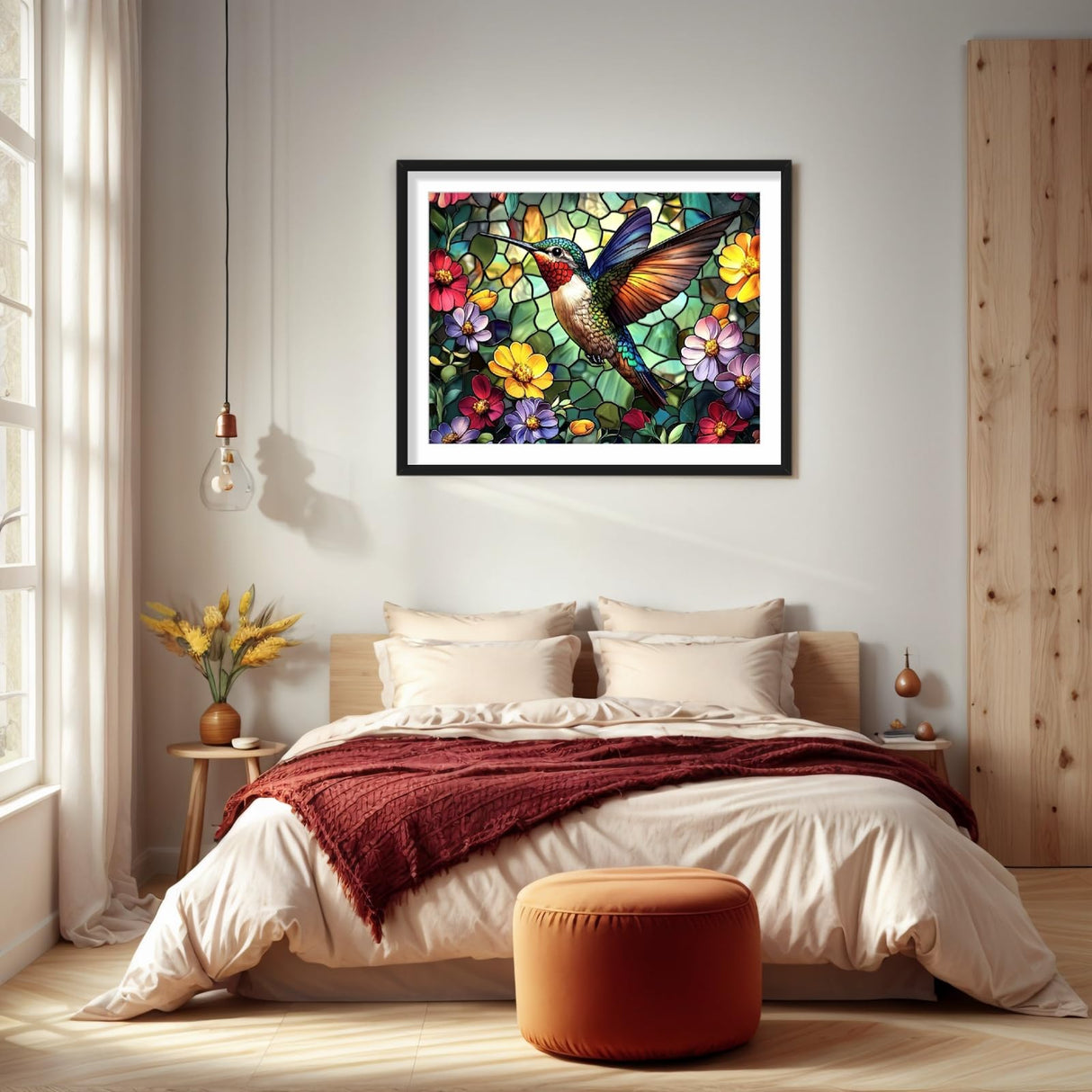 Hummingbird Diamond Art Paintings Flowers 5D Diamond Painting Kits for Adults Beginners DIY Stained Glass Diamond Art Kits Full Drill Gem Art Crafts for Adults Bird Wall Art Decor Gift 16x12 Inch PINFFSHU