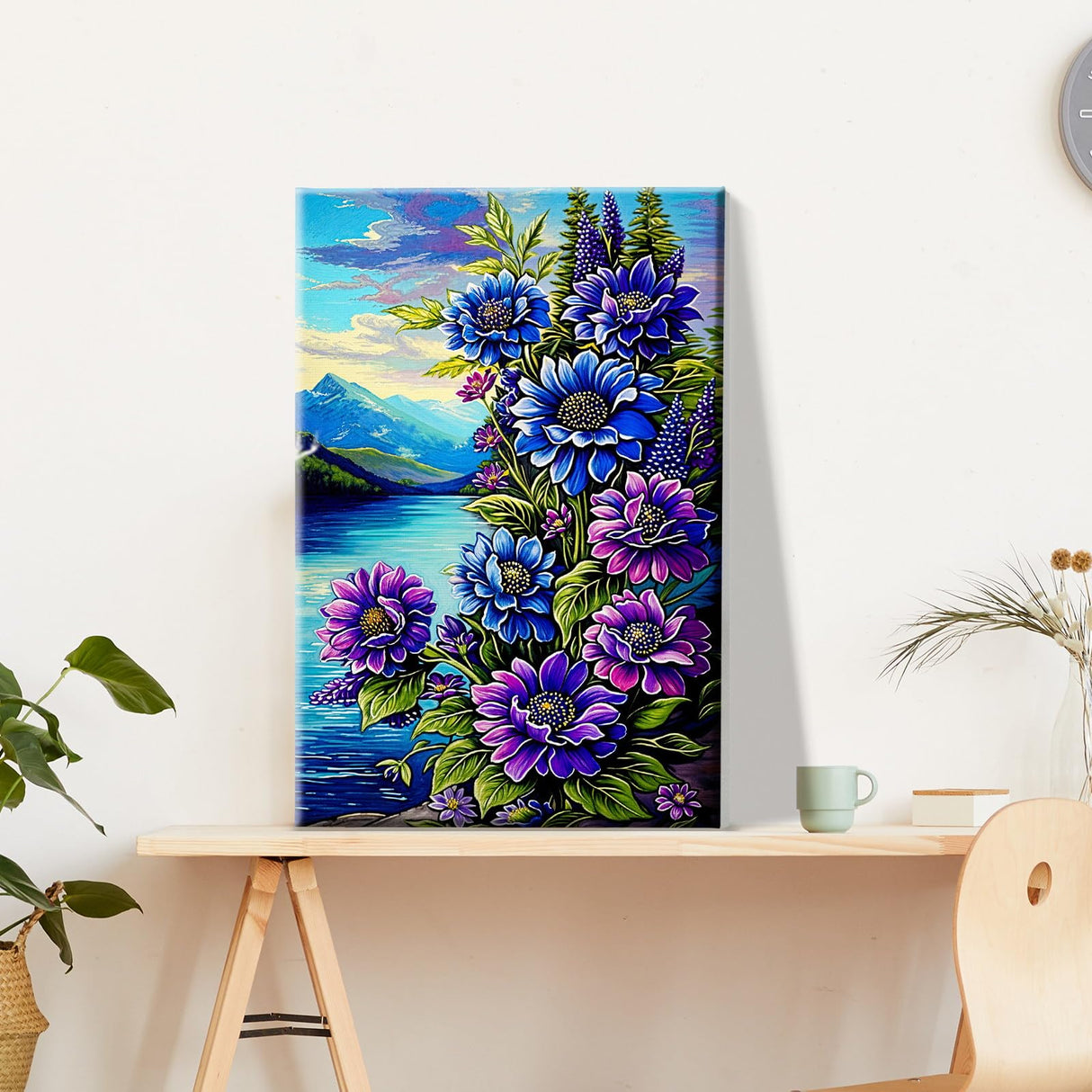 JOOZ Paint by Numbers Kits for Adults with Frame Landscape Adult Paint by Number Kits Flowers Paint by Number with Easel Mountain Paint by Numbers Canvas for Gift Home Wall Decor 7.87x11.81 Inch JOOZ