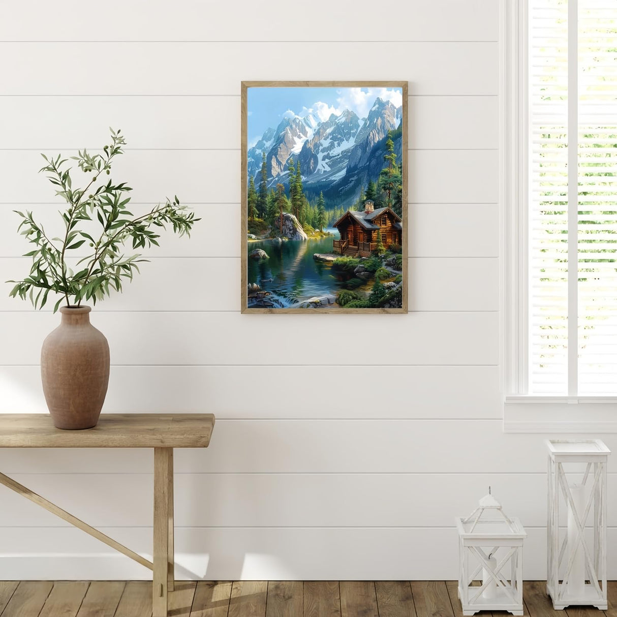 Snow Mountain Log Cabin 5D Diamond Art Kits for Adults Beginners,Scenery DIY Full Round Drill Diamond Painting Kits, Paint by Diamonds Dots Gem Art Crystal Easy,Home Wall Decor 12X16 Inch Acelii