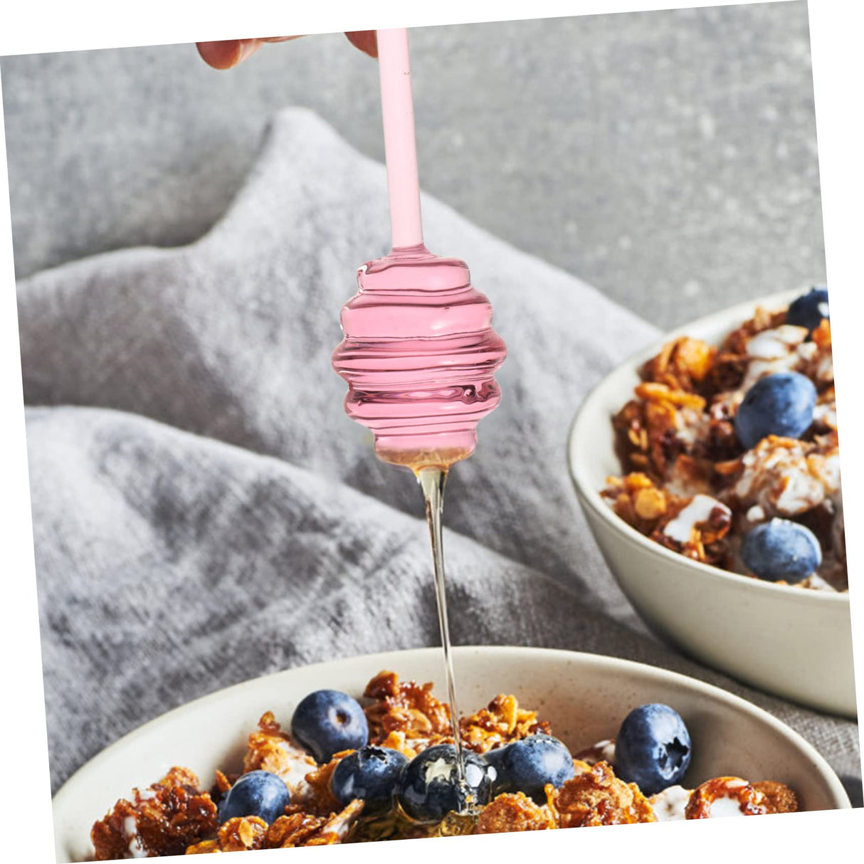 VINTORKY 2pcs Honey Stirrer Syrup Dispenser Honey Spoons for Beverage Stirrer Honey Stirring Spoon Sauce Grill Basting Mop Grilling Honey Dispenser Stick Mini Honey Pot Pink Glass re-usable VINTORKY