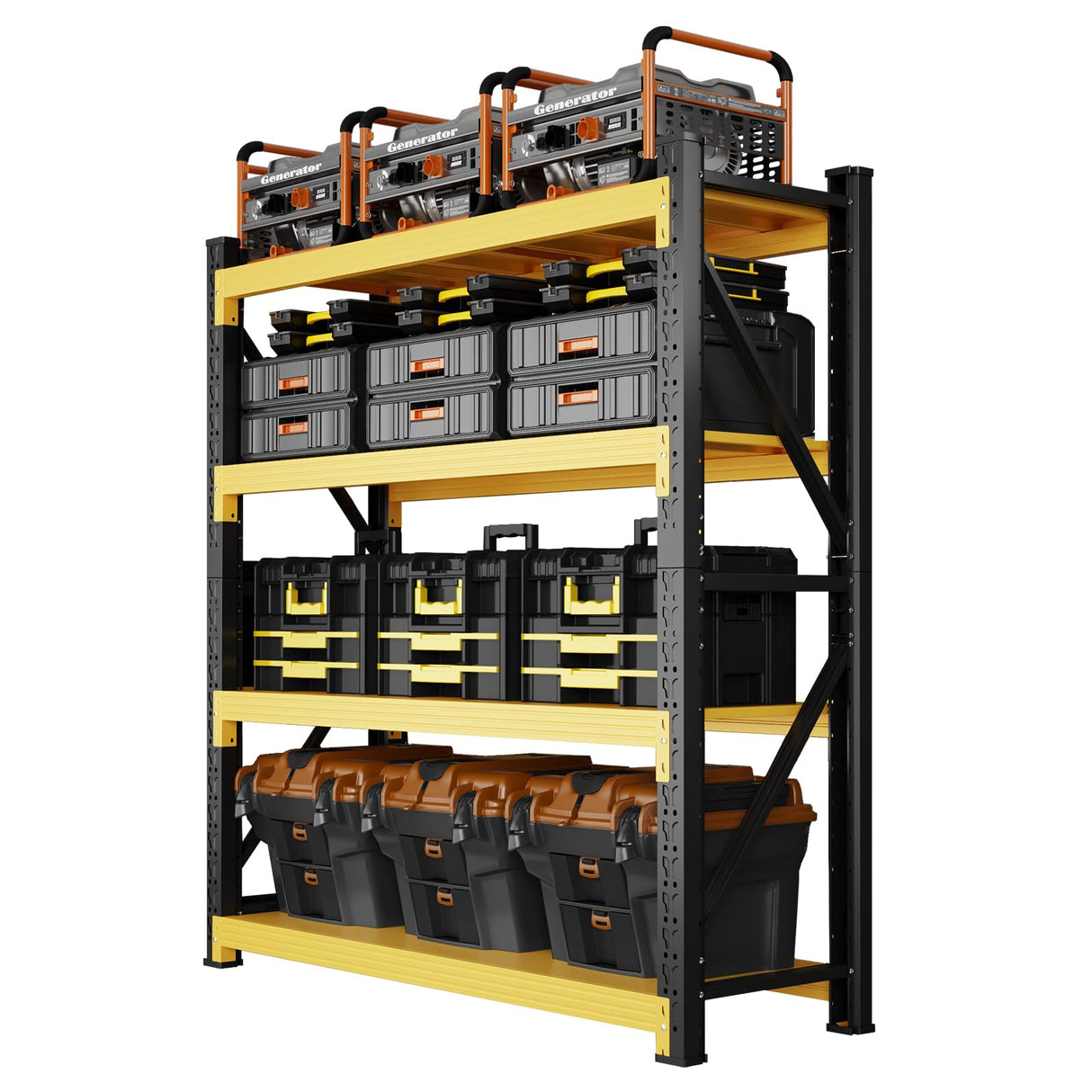 3000LBS Heavy Duty Shelving Units, 4 Tier Adjustable Metal Utility Shelf, 78.7"H Garage Storage Shelves Organization Rack for Industrial, Warehouse, Basement (Yellow & Black, 19.7"D×41.3"W×78.7"H) SGFHNV