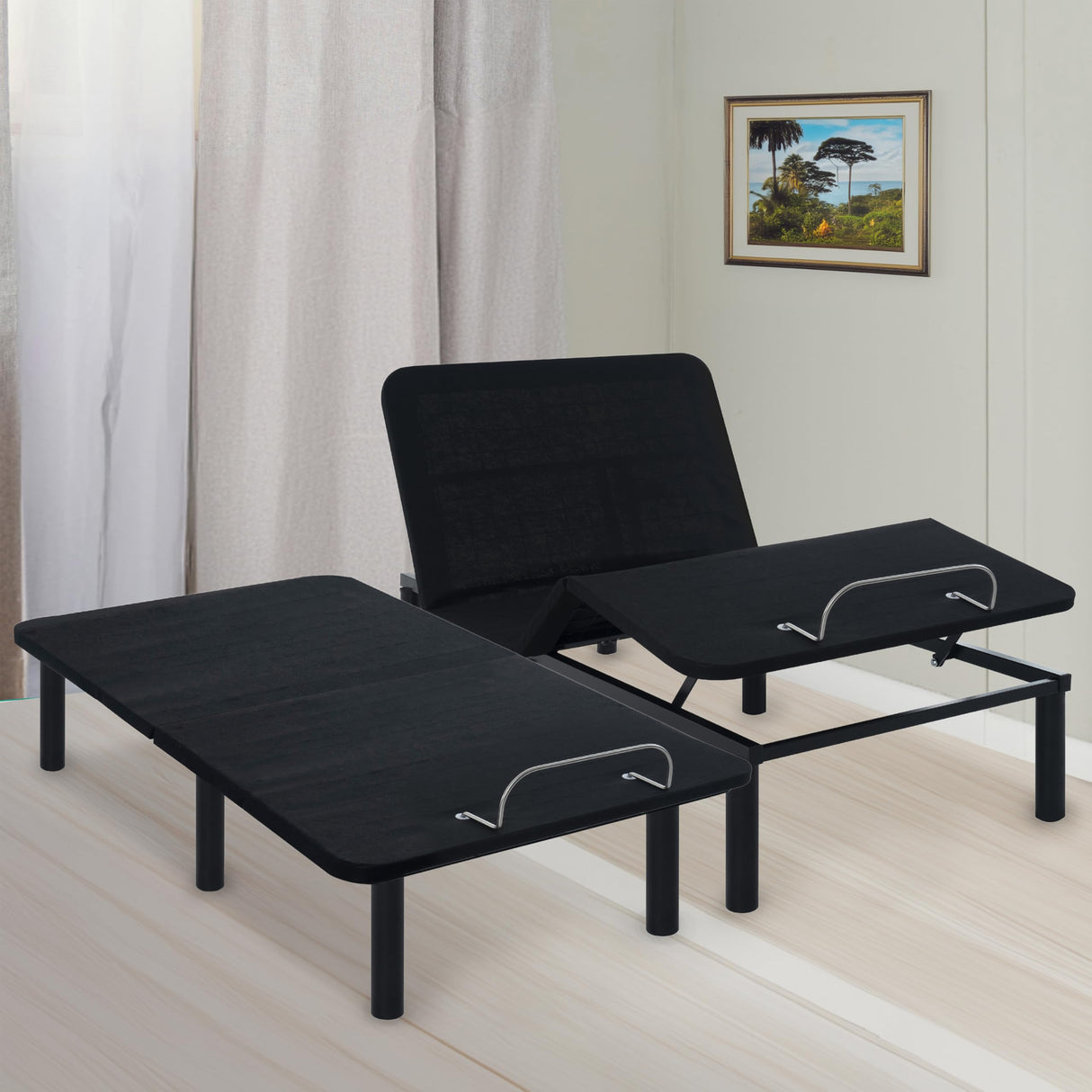 Naomi Home Serenity Split King Adjustable Bed Base, Zero Gravity, Wireless Remote, USB Ports, 800 Lb Capacity, Black Metal Frame, Easy Setup for Couples’ Comfort and Relaxation Naomi Home