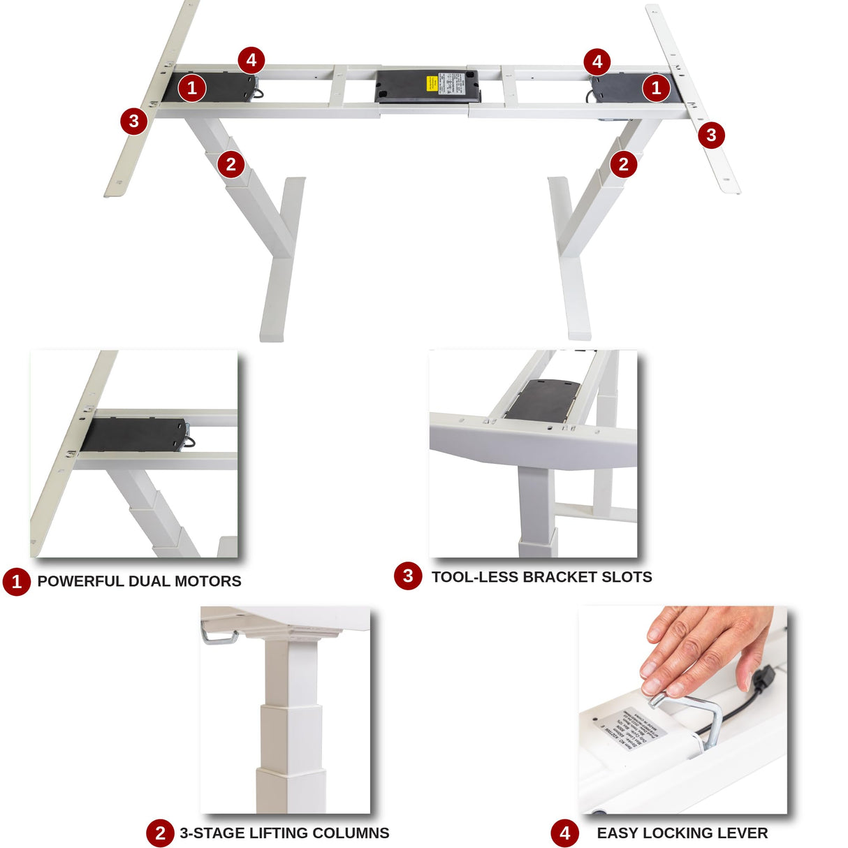 ApexDesk K Series 60" x 27" Electric Height Adjustable Standing Desk with LED Memory Controller (White) ApexDesk