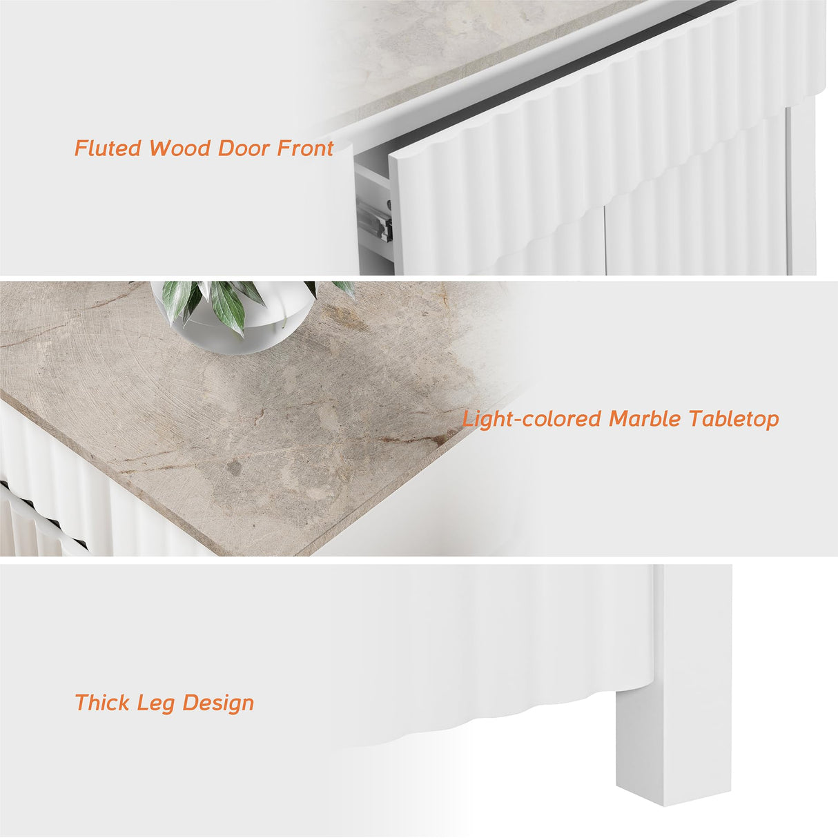 WAMPAT 2-in-1 Modern Sideboard Buffet Cabinet, Large Buffet Cabinet with Storage, White Coffee Bar Cabinet with Adjustable Shelves and Drawers, Storage Console Table for Dining Room, Kitchen WAMPAT