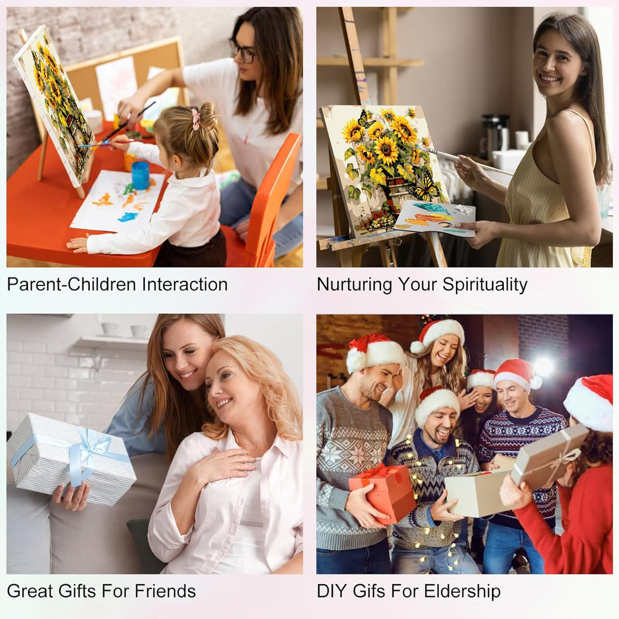 igoodom Paint by Numbers Kit for Adults with Frame and Easel, 25x25cm DIY Acrylic Painting on Canvas with Box, Sunflower Paint by Number Set for Home Wall Decor igoodom