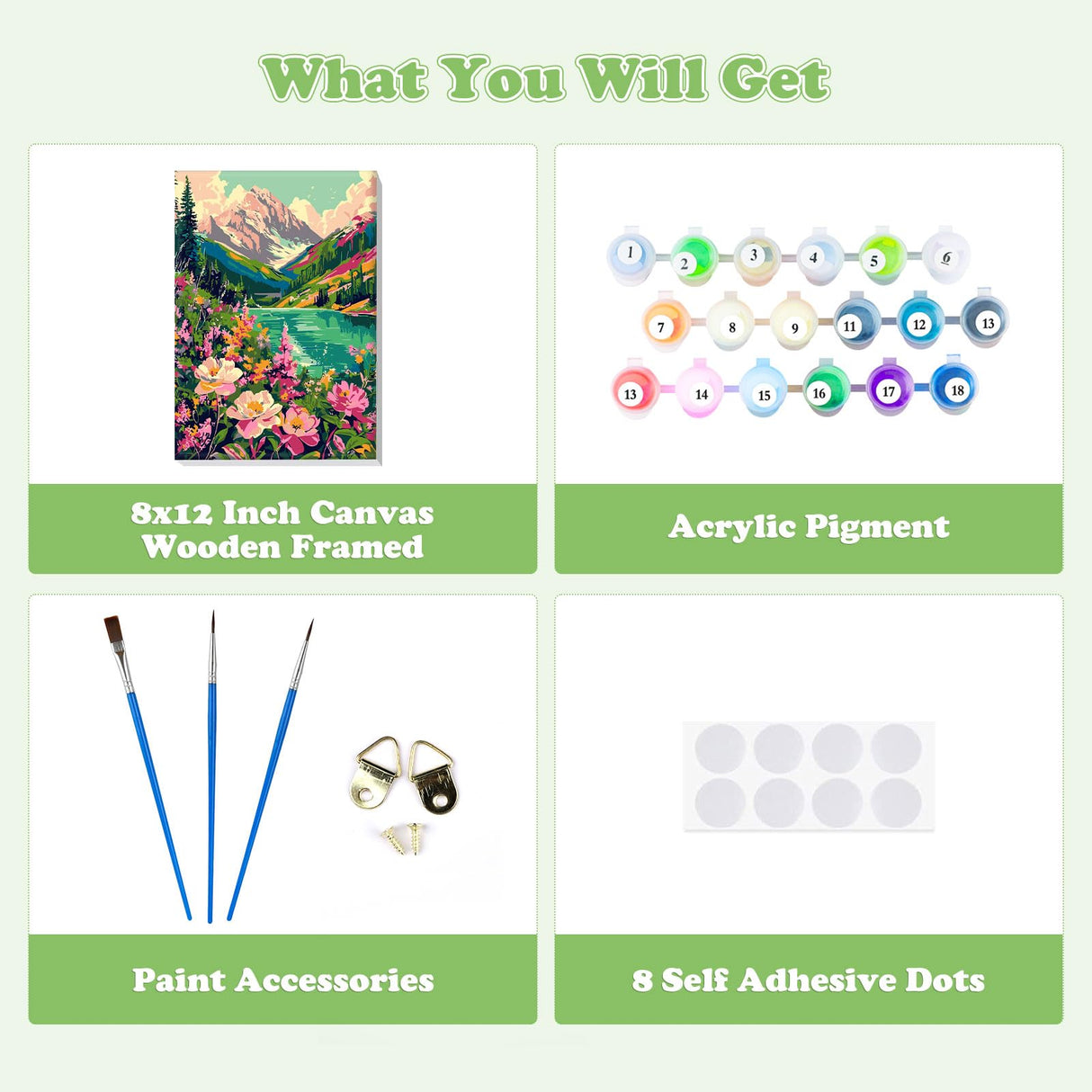 MOGTAA Mountain Paint by Number Kit for Adults Beginners Framed, Adult Paint by Number Kits On Canvas, Easy Adults' Paint-by-Number Kits, DIY Mountain Oil Painting Kits for Home Decor, 8x12in MOGTAA