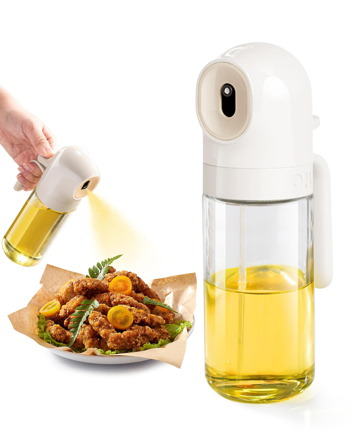 YUPER Oil Sprayer for Cooking, 250ml Refillable Glass Olive Oil Spray Bottle, Continuous oil dispenser for kitchen, 8.4oz Olive Oil Mister Kitchen Gadgets for Air Fryer,Salad, Baking, BBQ YUPER