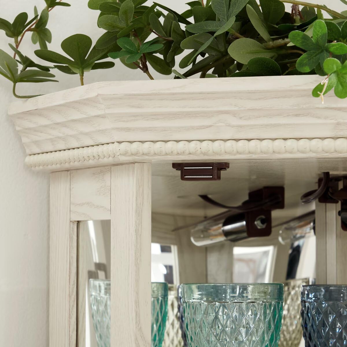 JIJIWANG 70" H Lighted Corner Curio Cabinet - Glass Display Shelf with Tempered Glass Doors, Adjustable Shelving, and Included Bead Bulb - Ideal Bar Cabinet for Home Decor-White JIJIWANG