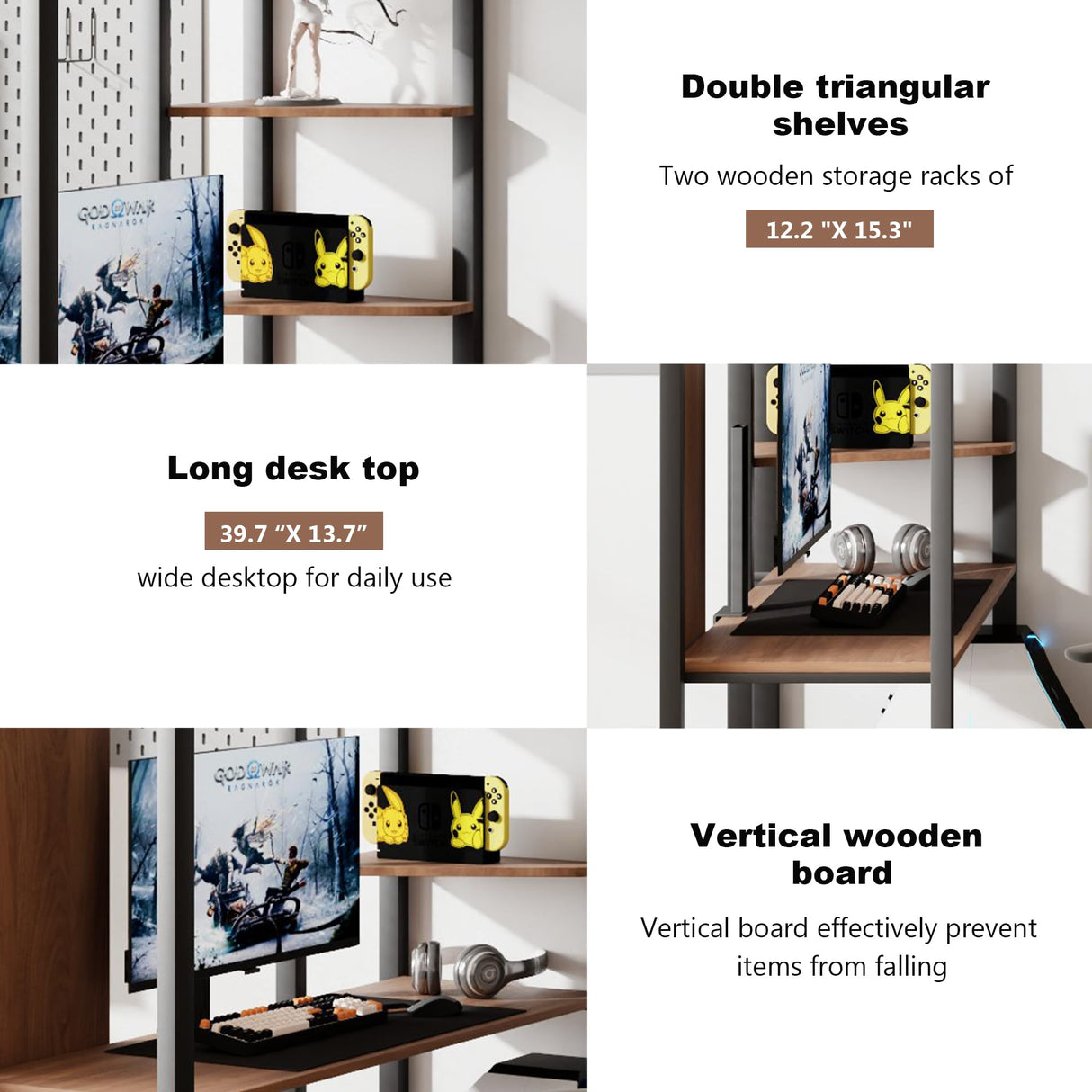 Merax Black Twin Metal Loft Bed with Desk and Shelves, Noise-Free Design Merax