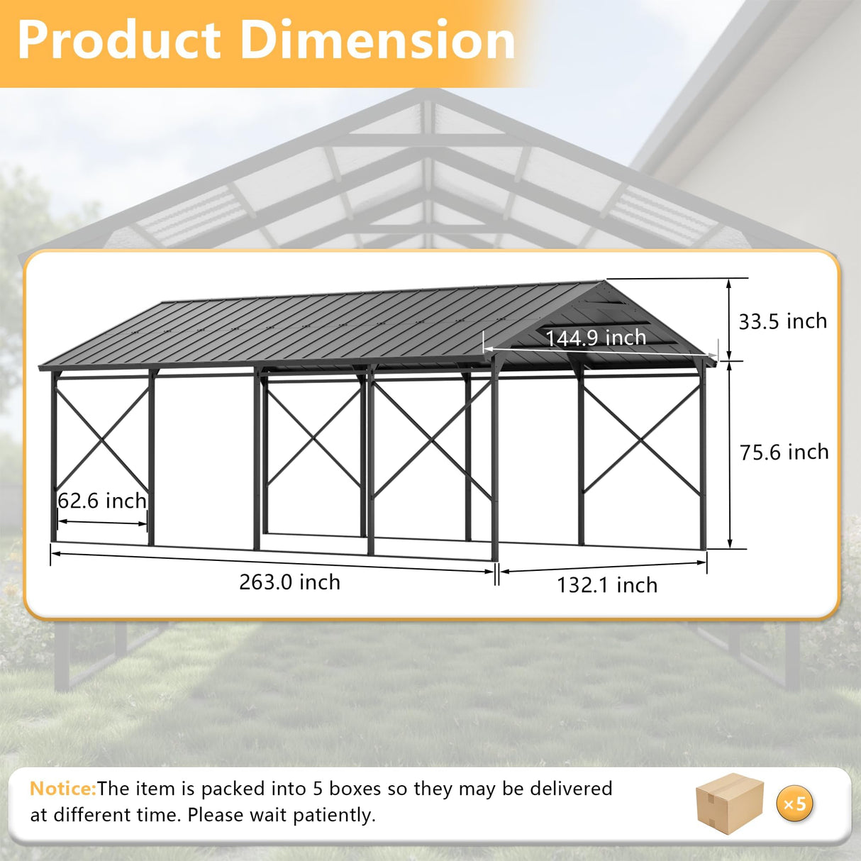 ALAULM 12x22 FT Heavy Duty Carport with Galvanized Steel Roof and Enhanced Frame, Durable Metal All Weather Carport Garage for Cars,Trucks,Boats,and Tractors ALAULM
