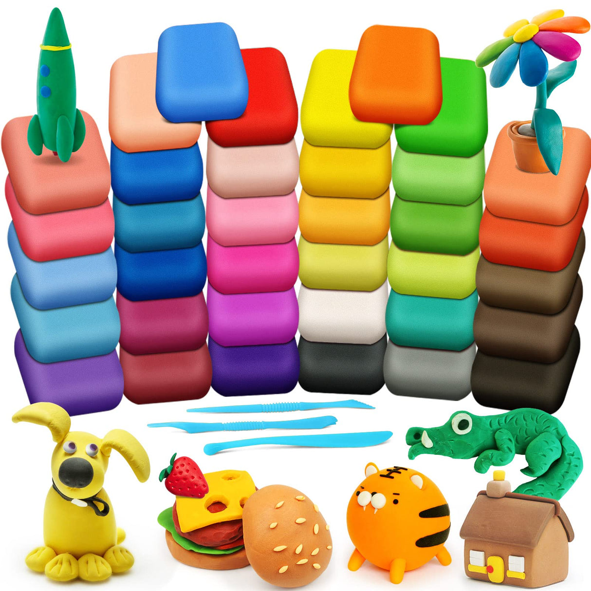 Magic Clay - Air Dry Clay 36 Colors, Modeling Clay for Kids with Tools, Soft & Ultra Light, Toys Gifts for Age 3 4 5 6 7 8+ Years Old Boys Girls Kids ESSENSON