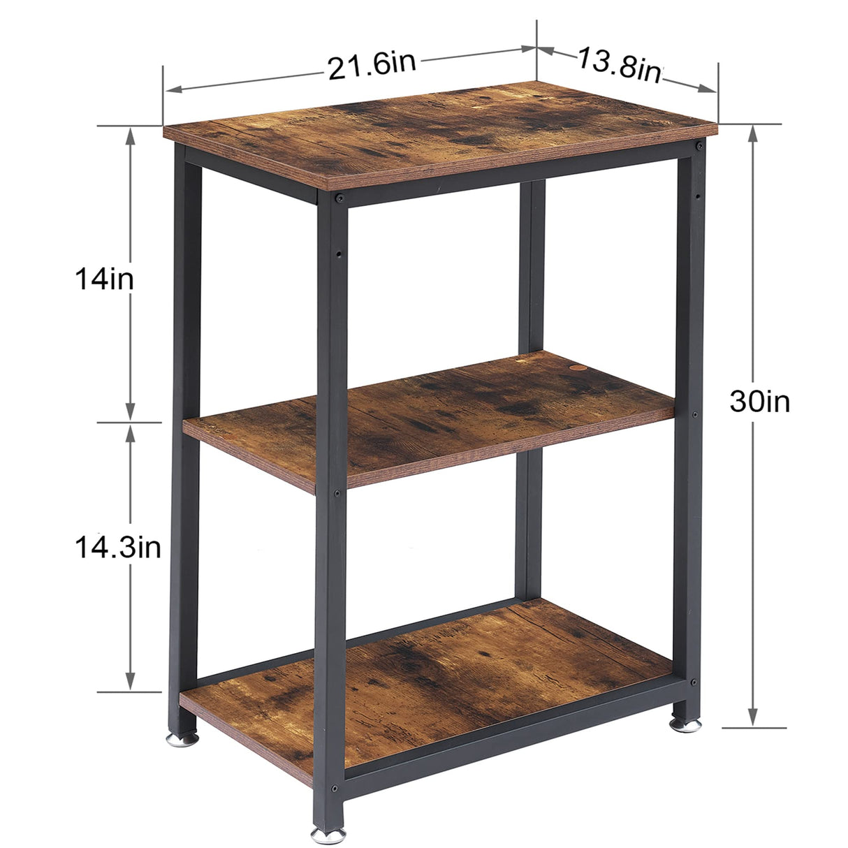 VECELO Tall End Side Table,30" Height Nightstand with 3-Tier Storage Shelf for Living Room Bedroom Office Hallway Study VECELO