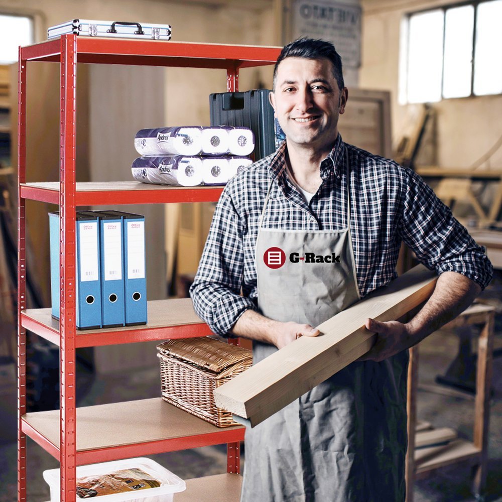 Garage Shelving Units: 71 x 35 x 18 inches | Heavy Duty Racking Shelves for Storage-1 Bay, Galvanised Steel 5 Tier (400 lbs Per Shelf), 2000 lbs Capacity | For Workshop, Shed, Office | 5 Year Warranty G-Rack