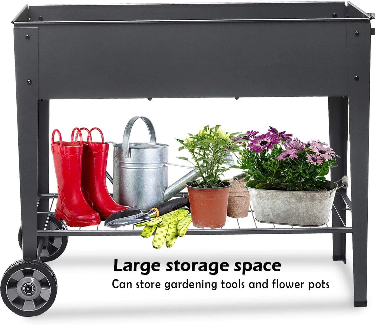 FOYUEE Raised Planter Box with Legs Outdoor Elevated Garden Bed On Wheels for Vegetables Flower Herb Patio FOYUEE