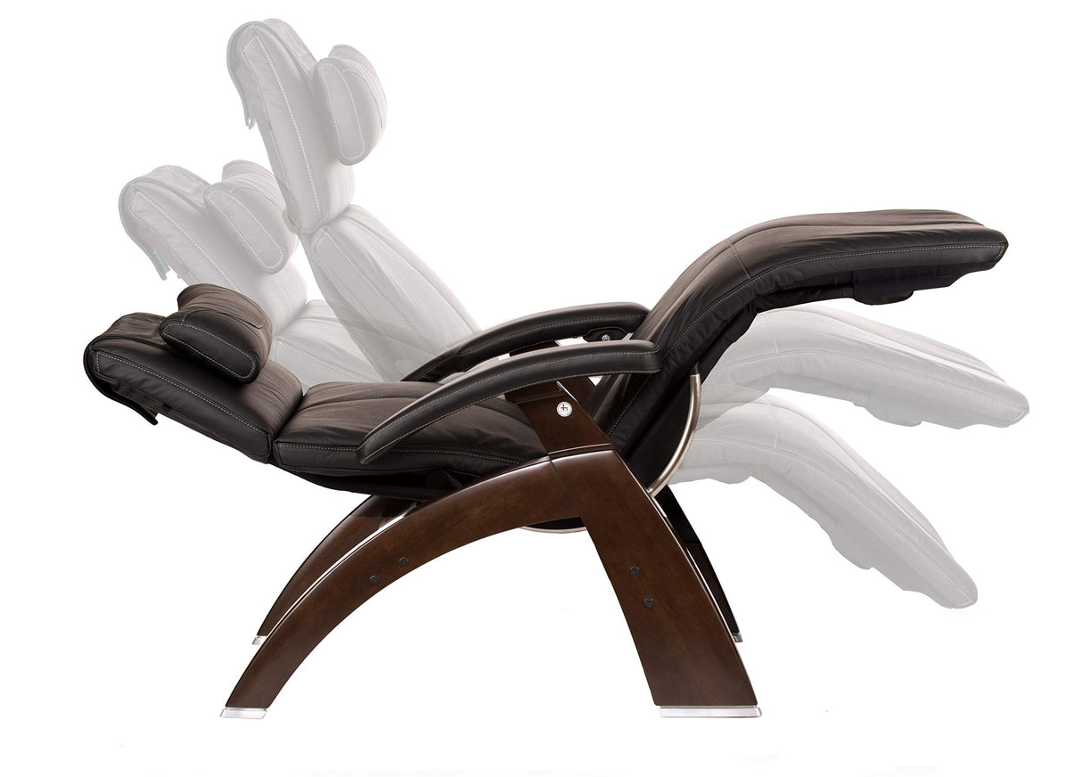 Perfect Chair Human Touch PC-610 Omni-Motion Classic Power Recline Zero Gravity Recliner Supreme Upholstery Package Walnut Wood Stain - Black Premium Leather Perfect Chair