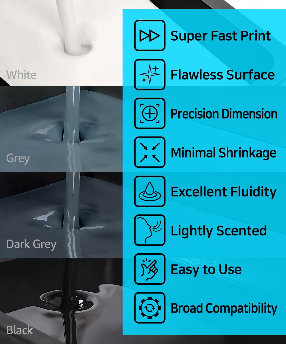SuperPCS 3D Printer Resin, Toughest and Fastest, 50um 1.8GPa Print in 1.5 sec, Made in Korea by 3DMaterials (1000g, Black) 3DMaterials