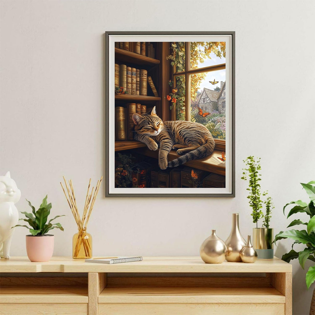 bleihum Diamond Art Kits for Adults Cat- Cat Diamond Painting Kit, DIY Gem Art for Adult, 5D Full Round Drill Gem Painting Crafts for Home Wall Decor Gifts(12x16inch) bleihum