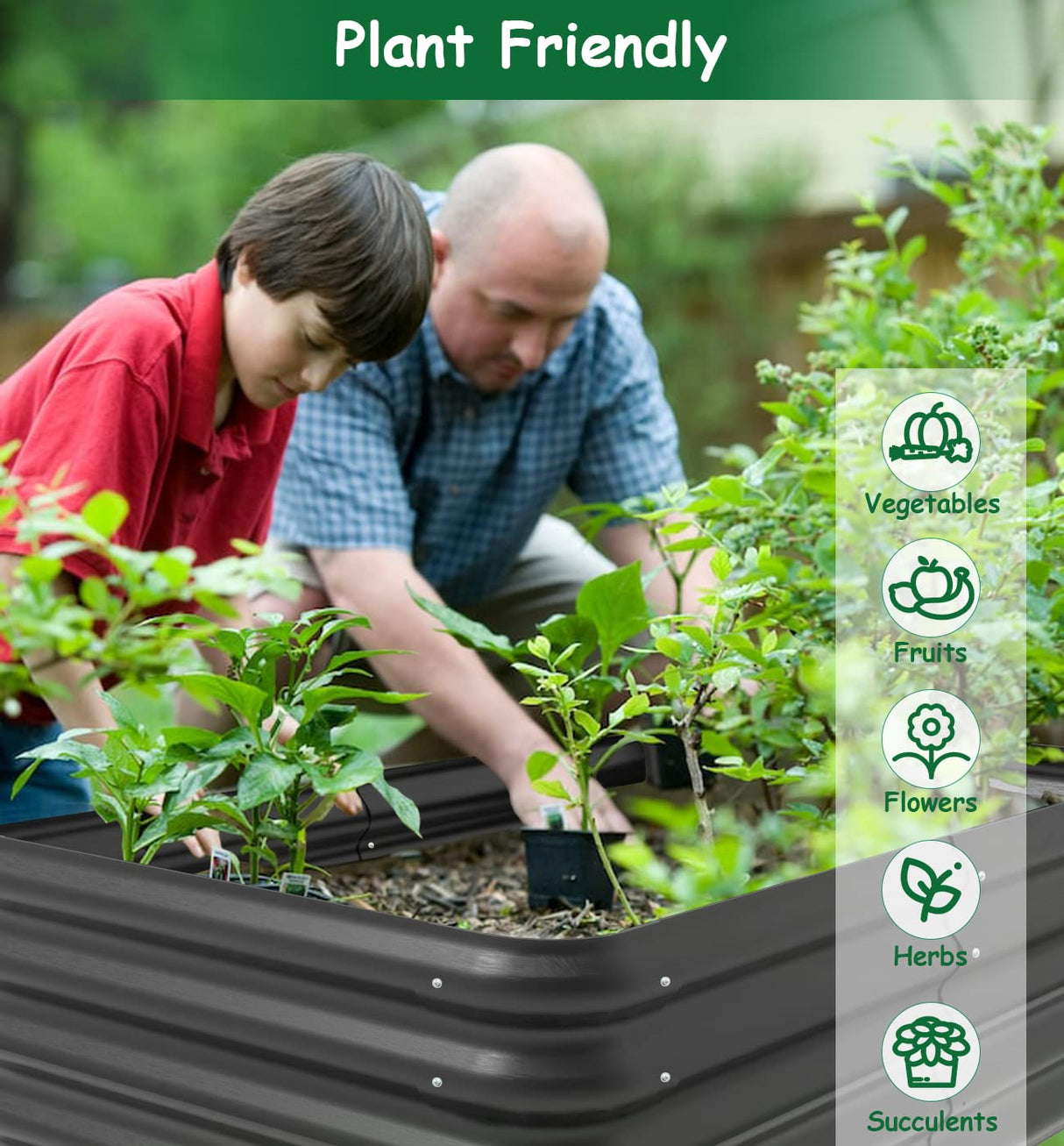 waaliji 3x3x1 FT Raised Garden Bed with Steel Cable, Elevated PP Planter Box Stand for Gardening, Backyard Patio Ground Raised Bed for Planting Vegetables Flower Herb and Succulents, Black waaliji