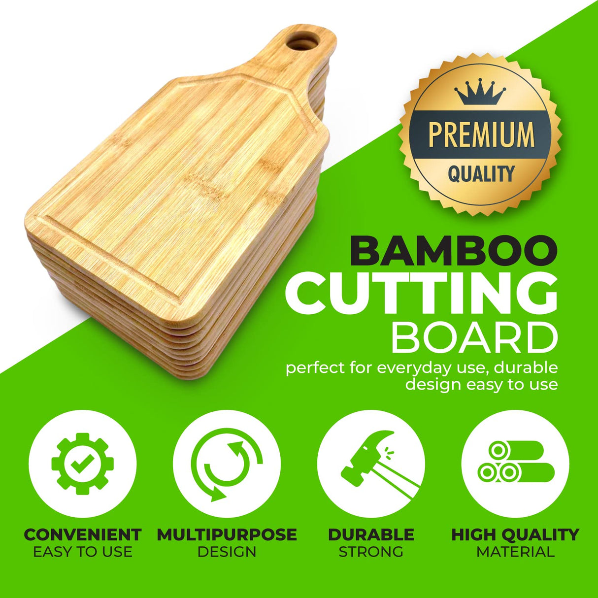 Bulk Plain Bamboo Paddle Cutting Board (Set of 10) | For Customized, Personalized Engraving Purpose | Wholesale Premium Blank Bamboo Board (Handle 13" x 6") Ven-Trap