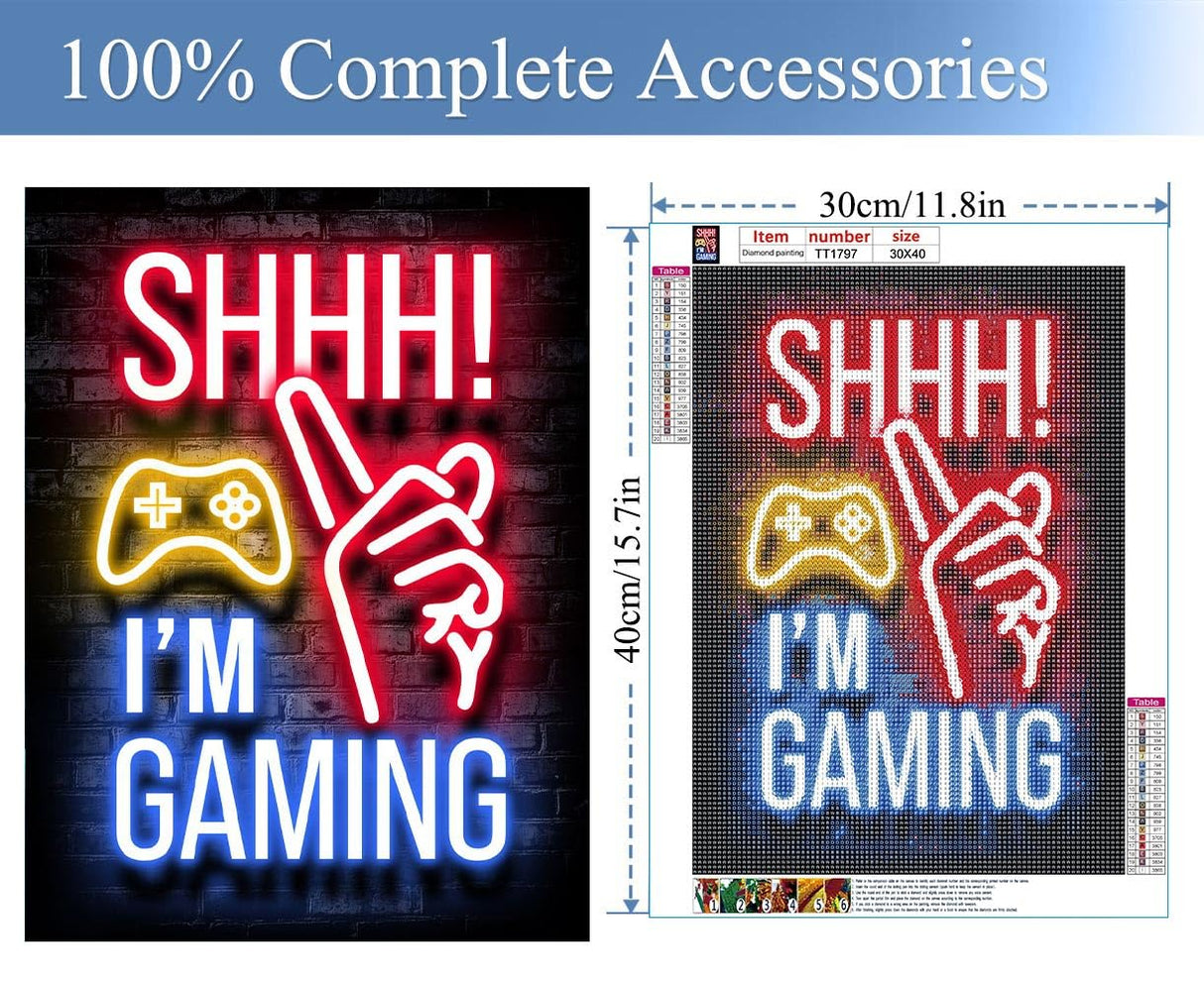 JFYHAB Diamond Art Painting Kits for Adults, Shhh Full Drill Diamond Dots Paintings for Beginners, Round 5D Paint with Diamonds Pictures Gem Art Painting Kits DIY Crafts Kits 12x16inch JFYHAB