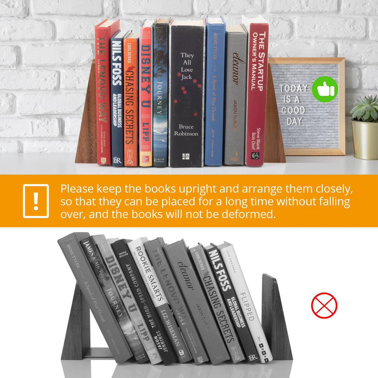 DRELIFAM Walnut Book Ends Heavy Duty Handmade Bookends for Shelves Book Ends Decorative to Hold Heavy Books (Walnut Wood Large) DRELIFAM