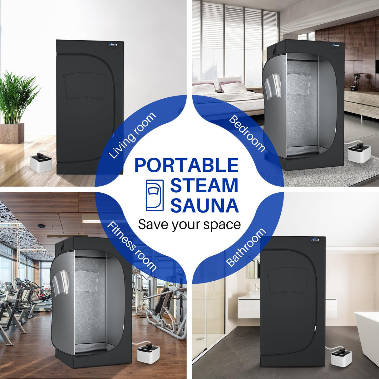 TOREAD Full Size Sauna 600D Canvas, Portable Steam Saunas Tent Fold-able with 2.6L 1000W Steam Generator Remote Control๏ผ63"x31.5"x31.5"๏ผ TOREAD