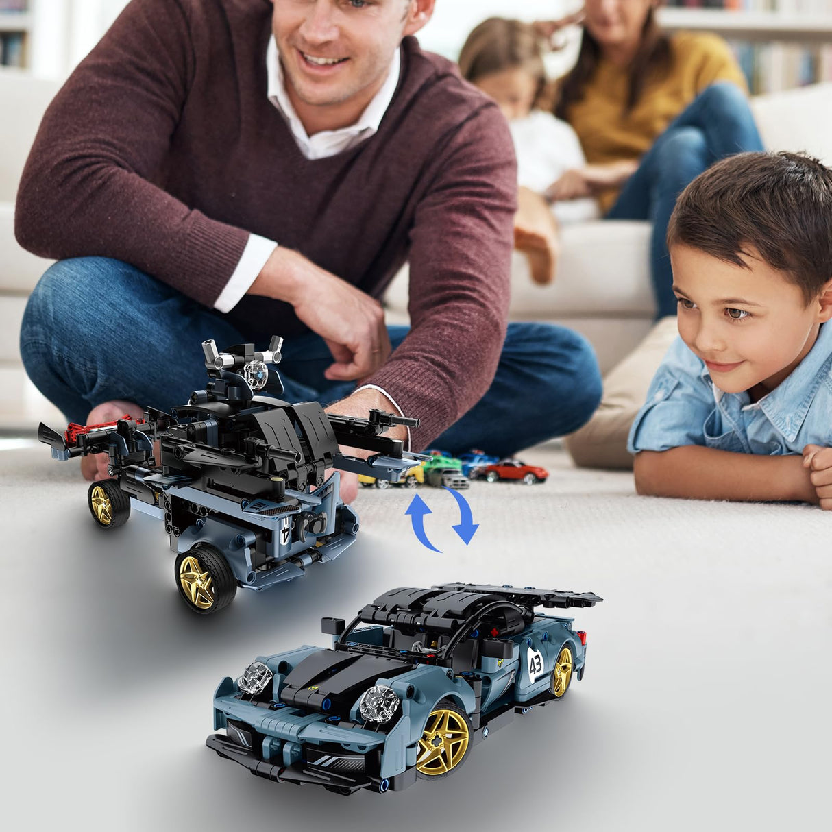 STEM Building Toys for Kids, Educational Building Blocks, Remote & APP Controlled 2in1 RC Car/Construction Robot STEM Kit, Science Learning Car Building Sets for Boys Girls 8-16 Old (Dark Blue) DIEBA