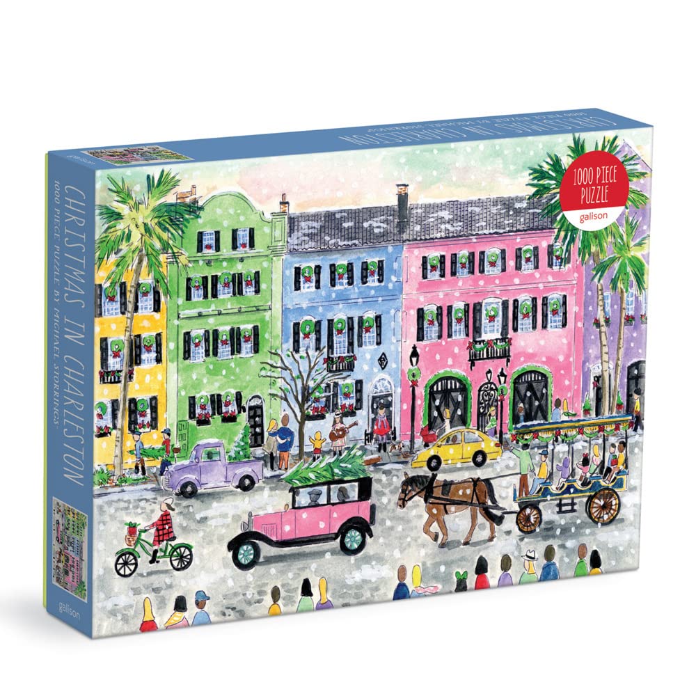 Michael Storrings Christmas in Charleston 1000 Piece Puzzle from Galison - Perfect Holiday Puzzle for Adults, Beautifully Illustrated Christmas Scene in Charleston, South Carolina, Fun Indoor Activity Galison