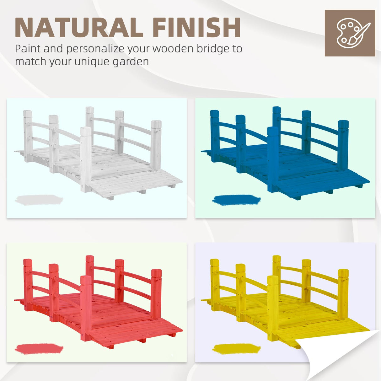 EPICOZY Wooden Garden Bridge Classic Wooden Arch Footbridge with Safety Railings, 530 lbs Capacity, Decorative Pond Bridge Landscaping for Outdoor Garden Yard Backyard Creek Farm, Natural EPICOZY