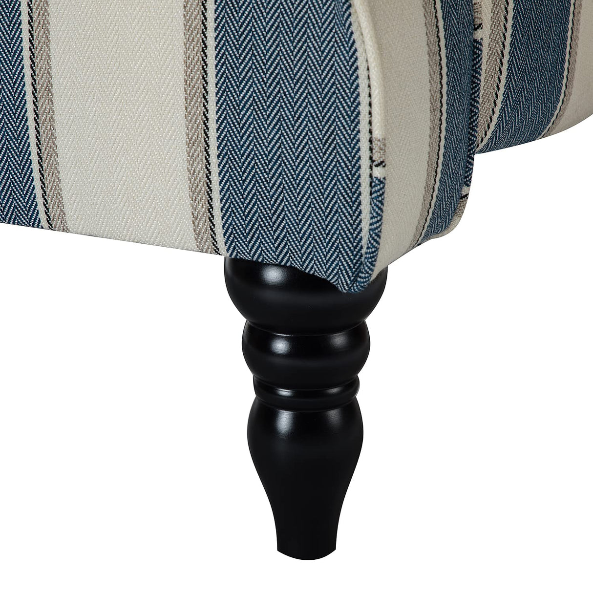 HULALA HOME Upholstered Wingback Recliner Chair, Small Adjustable Footrest Push Back Single Reclining Sofa, Mid Century Modern Lounge Armchair for Living Room, Bedroom, Reading/Stripe Navy HULALA HOME