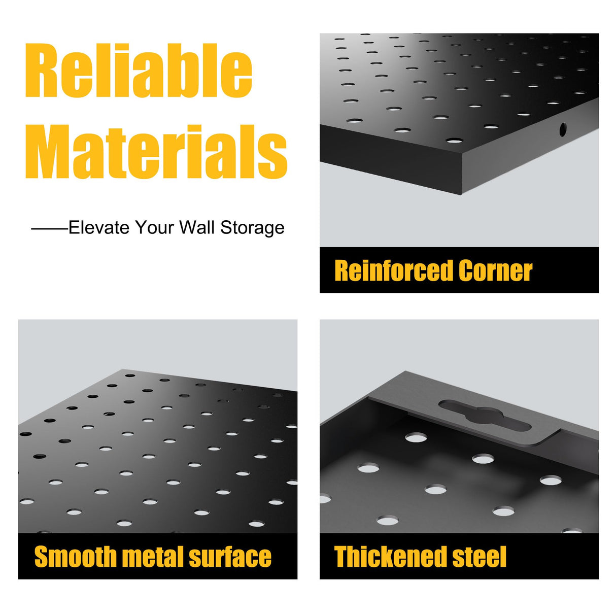 Spampur Peg Board, 4 Pack Metal Pegboard Panels Black Pegboards Wall Organizer, Tools Pegboard Storage System for Workbench, Garage Tool Storage, Office Organization, Wall Home, Craft Room Spampur