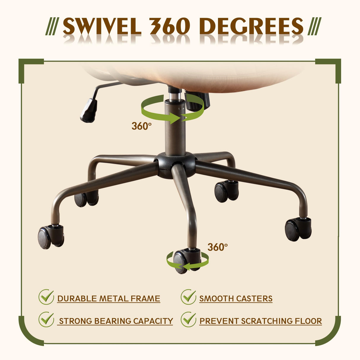 CAODOC High Back Office Chair,Modern Swivel Office Chair,Brown Suede Fabric Gaming Chair,Height Adjustable Home Office Desk Chair with Lumbar Support CAODOC