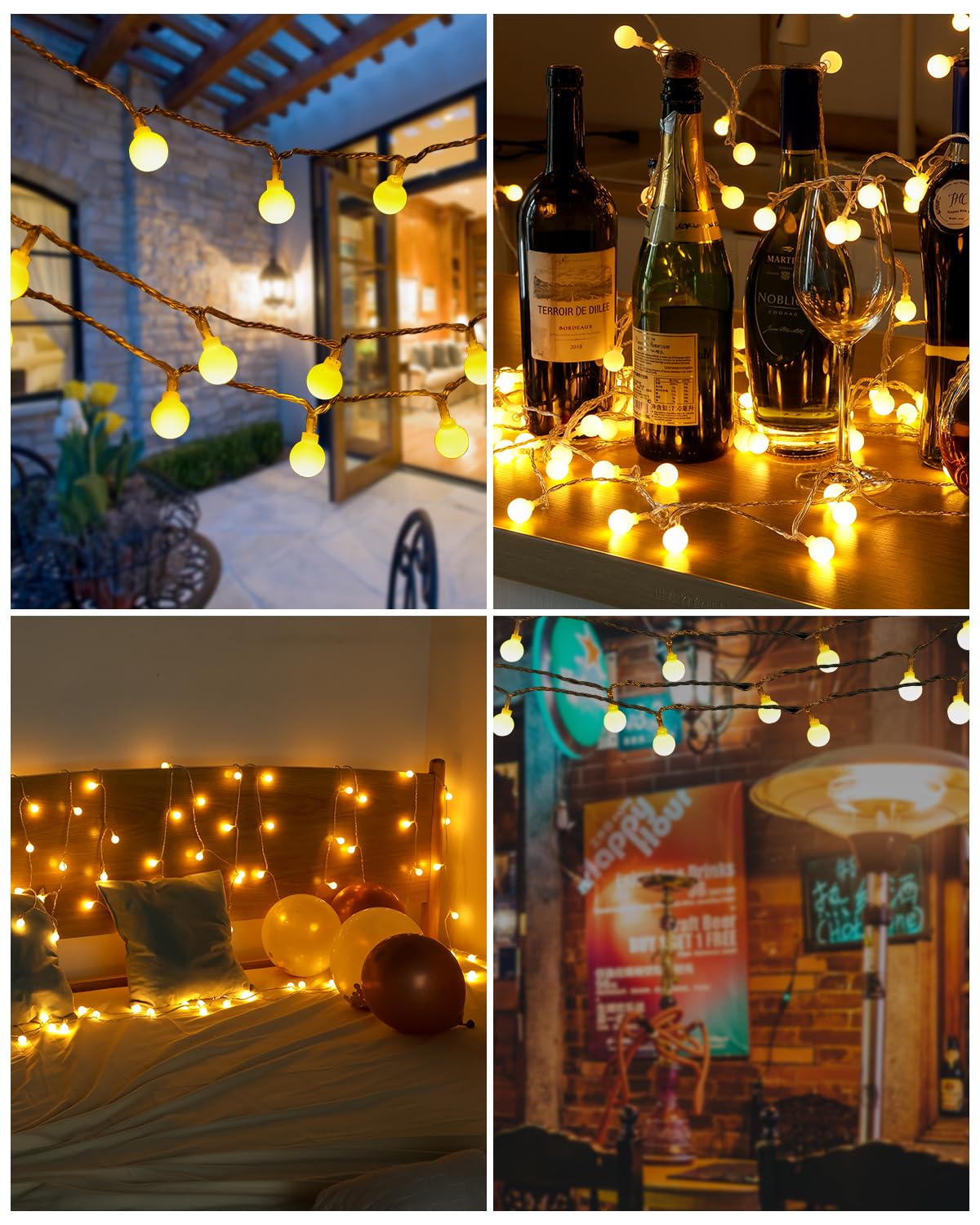 RadiHub Globe String Lights,Battery Operated Lights with Remote Timer Waterproof, 40FT 120LED 8 Modes Indoor Outdoor Fairy String Lights for Bedroom,Wedding,Tent,Camping,Party,Garden,Bar,Warm White RadiHub