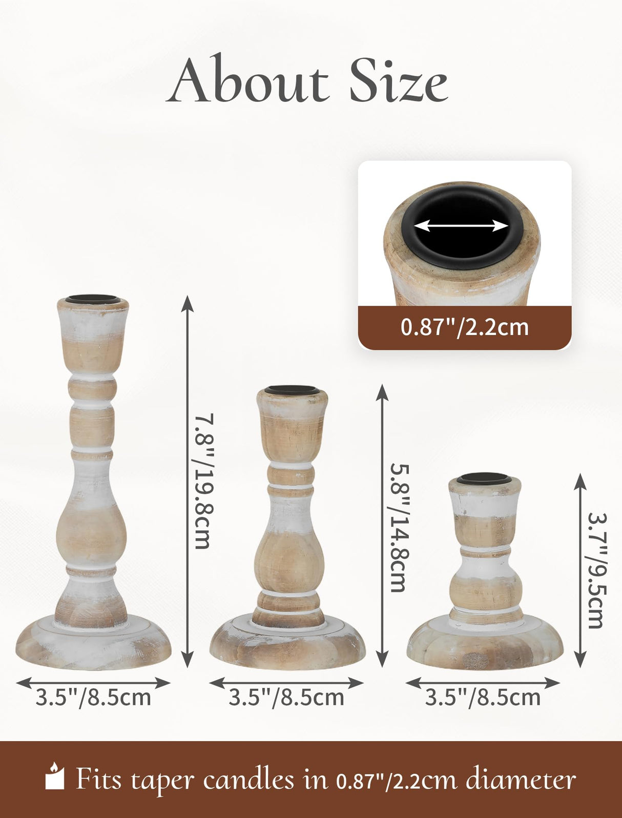 Inweder Wooden Candlestick Holders Rustic: Farmhouse Wood Taper Candle Holders Boho Candle Sticks Holder Decor for Home Dinning Table Mantle Party Holiday Christmas Wedding Set of 3 Inweder