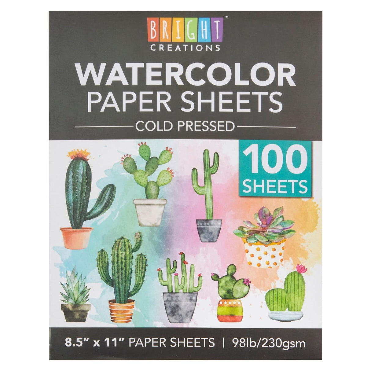 Bright Creations 100 Sheets Cold Press Watercolor Paper for Artists and Beginners - 8.5 x 11 in Pack, Paint Paper for Watercolor Bright Creations