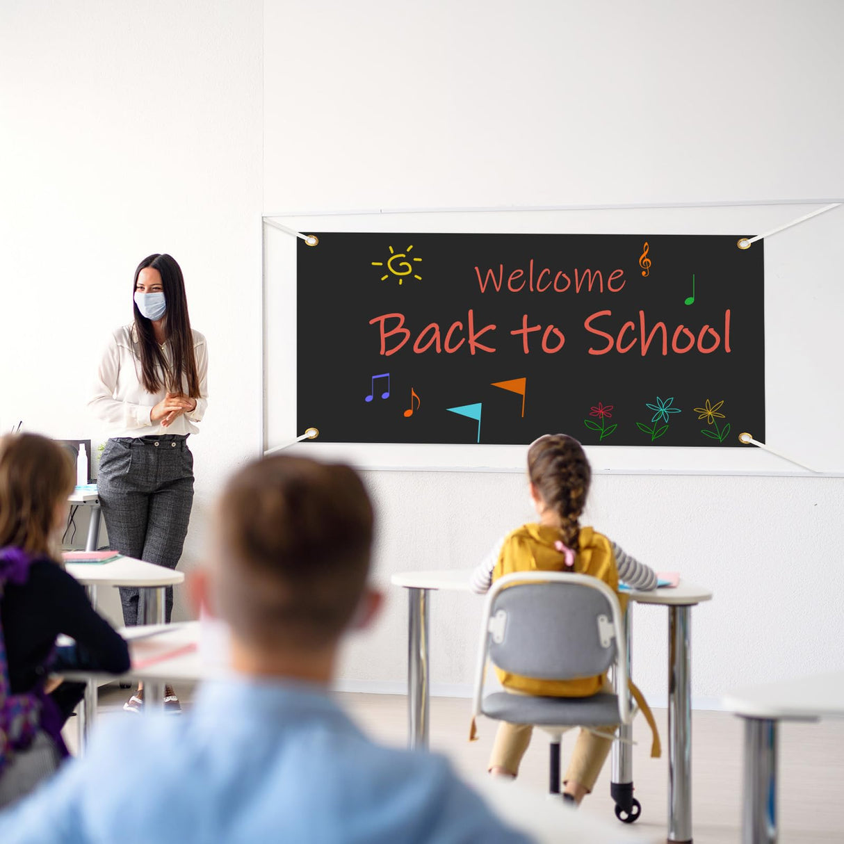 PATIKIL Vinyl Blank Banners Signs to Decorate 2'x10' Sublimation Black Banner with Hanging Rope for Business Outside Outdoor Wall, 2 Set PATIKIL