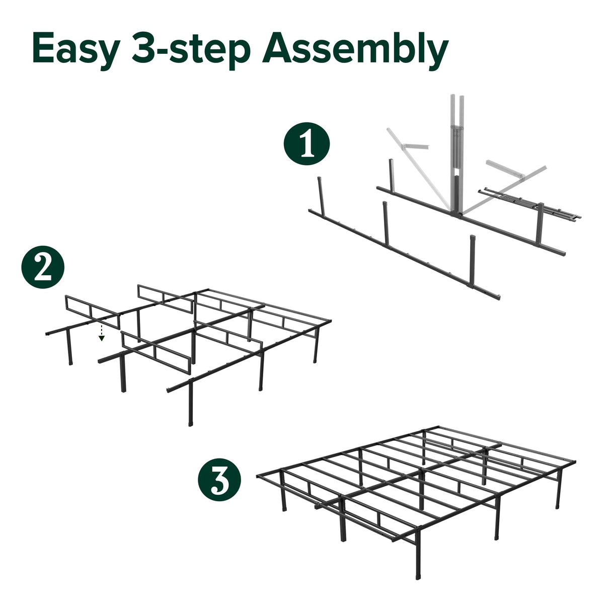 ZINUS Justin 14 Inch Easy to Assemble Mattress Foundation, Steel Support, No Box Spring Needed, Queen ZINUS