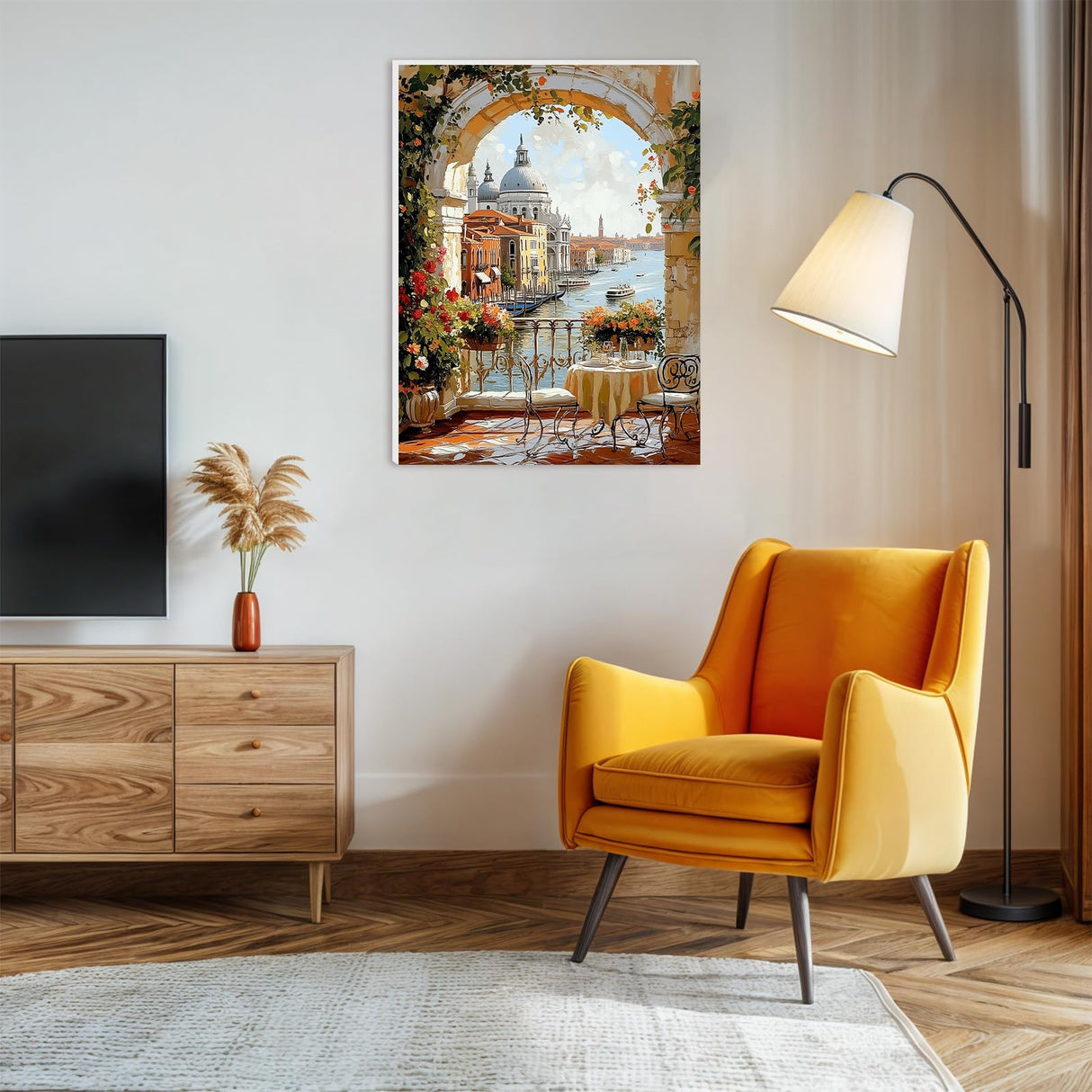 Lxmsja Romantic View Paint by Numbers Kit for Adults, Acrylic Flowers Arch Paint by Numbers for Adults Beginner, DIY Craft Supplies Oil Painting Kits for Home Wall Decor 12x16 inch (Framed) Lxmsja