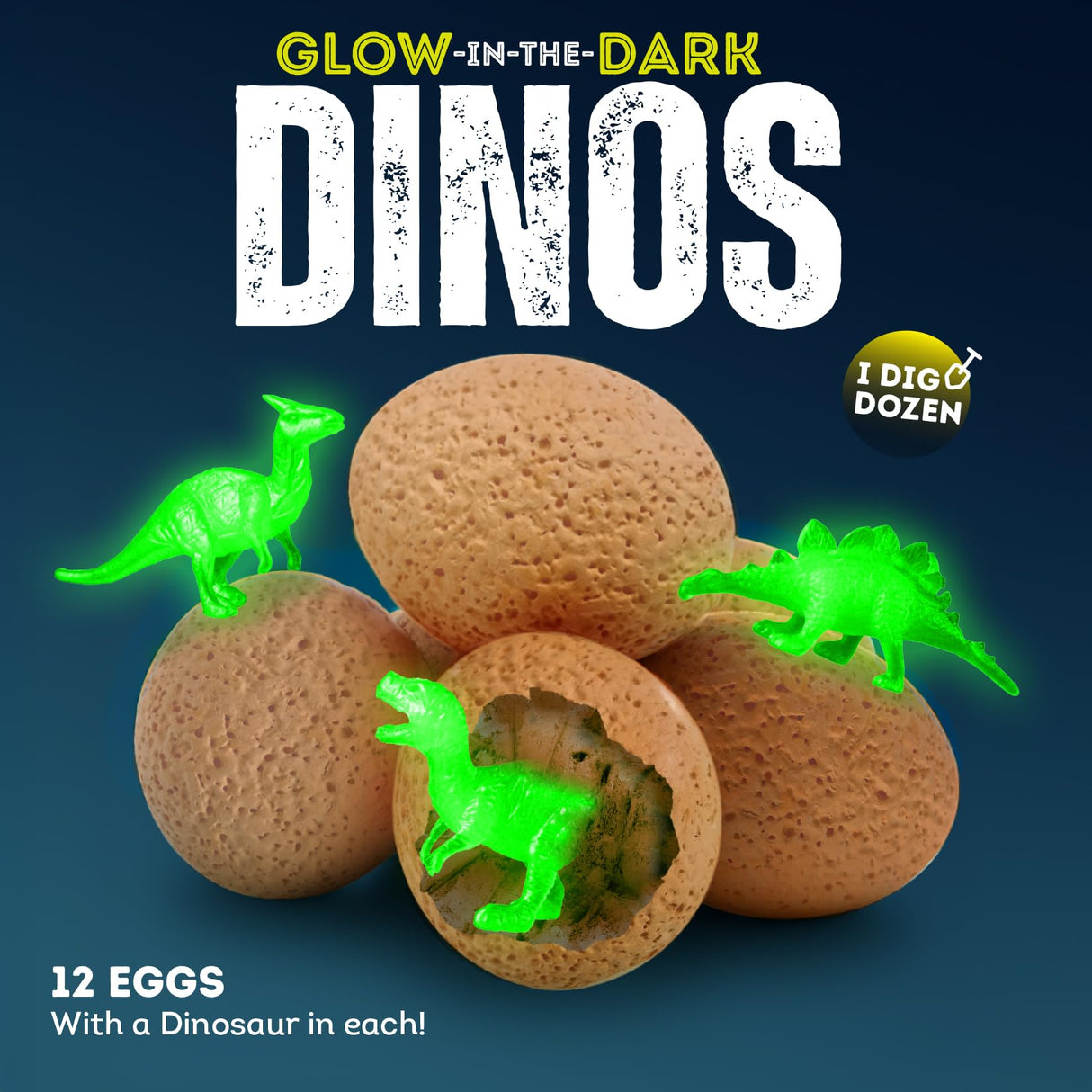 Gamerside Dino Eggs Dig Kit, 12 Glow in The Dark Dinosaur Eggs Dig Kit Excavation Set, Dinosaur Toys for Kids 6-8 8-12, Educational STEM Archaeology Science Kits - Easter Gift for Boys Girls Gamerside