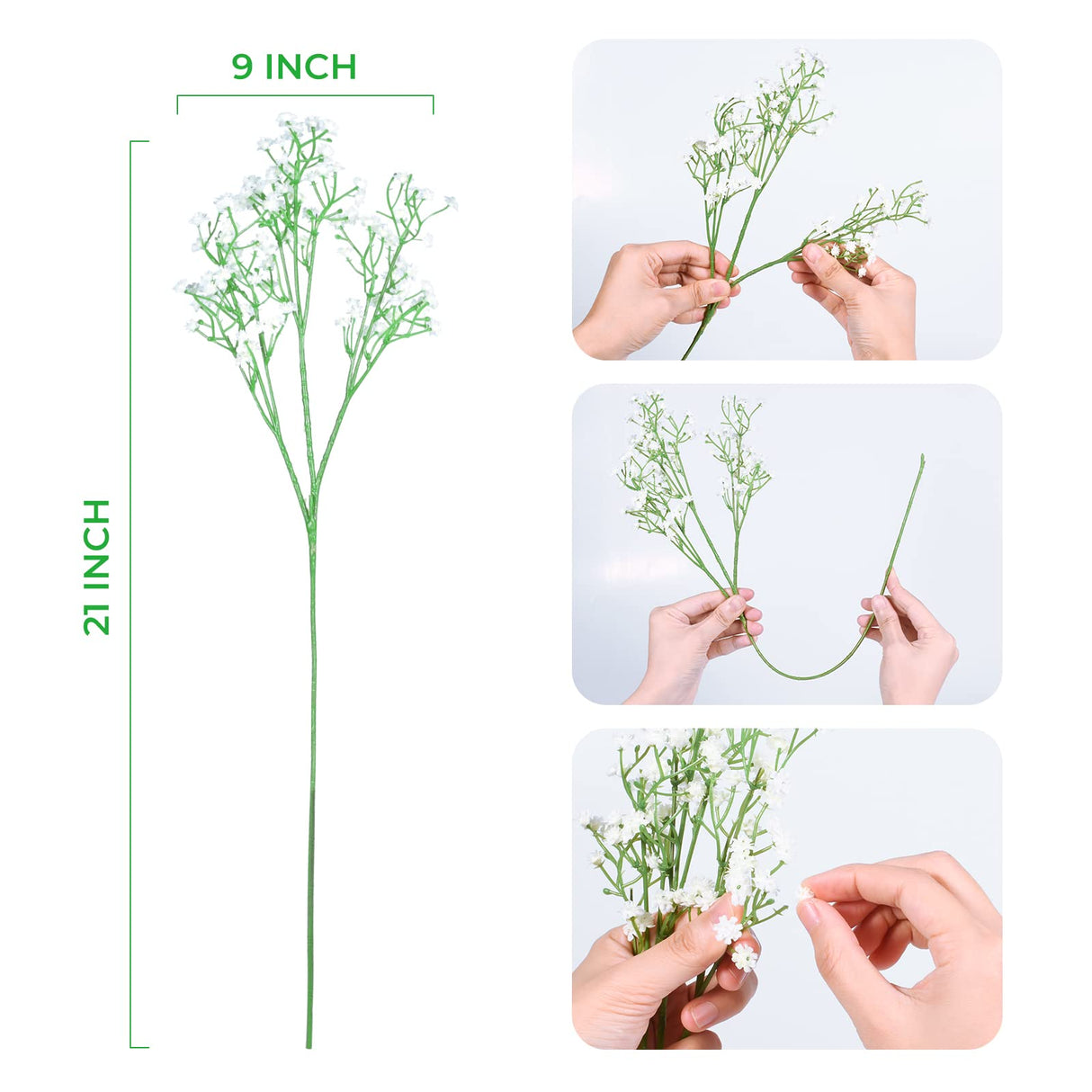 LYLYFAN Babys Breath Artificial Flowers,6 Pcs Gypsophila Real Touch Flowers for Wedding Party Home Garden Decoration LYLYFAN