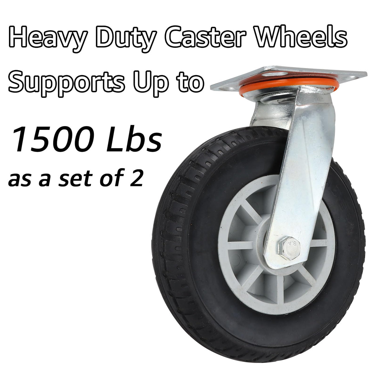 WOPPLXY 8 Inch Casters Set of 2 Heavy Duty Caster Wheels, 360-degree Swivel Casters, Caster Wheels for for Cart Furniture and Workbench (Load 3000Lbs) WOPPLXY