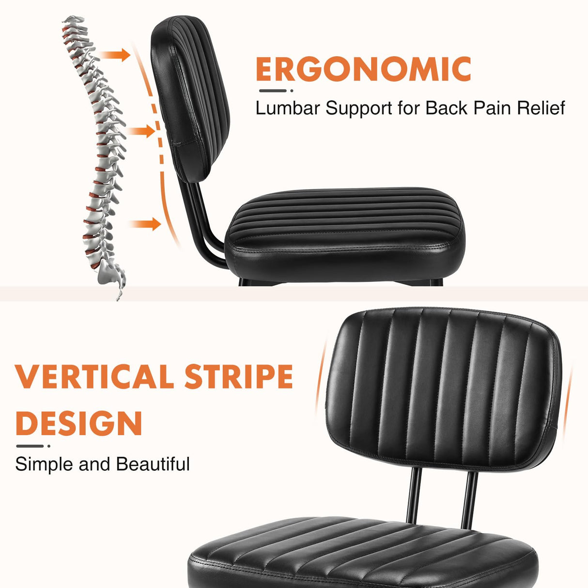 Sweetcrispy Dining Chairs Set of 4, Upholstered Mid Century Modern Kitchen Dining Room Accent Chairs with Faux Leather Cushion Seat & Metal Legs for Kitchen, Living Room - Black Sweetcrispy