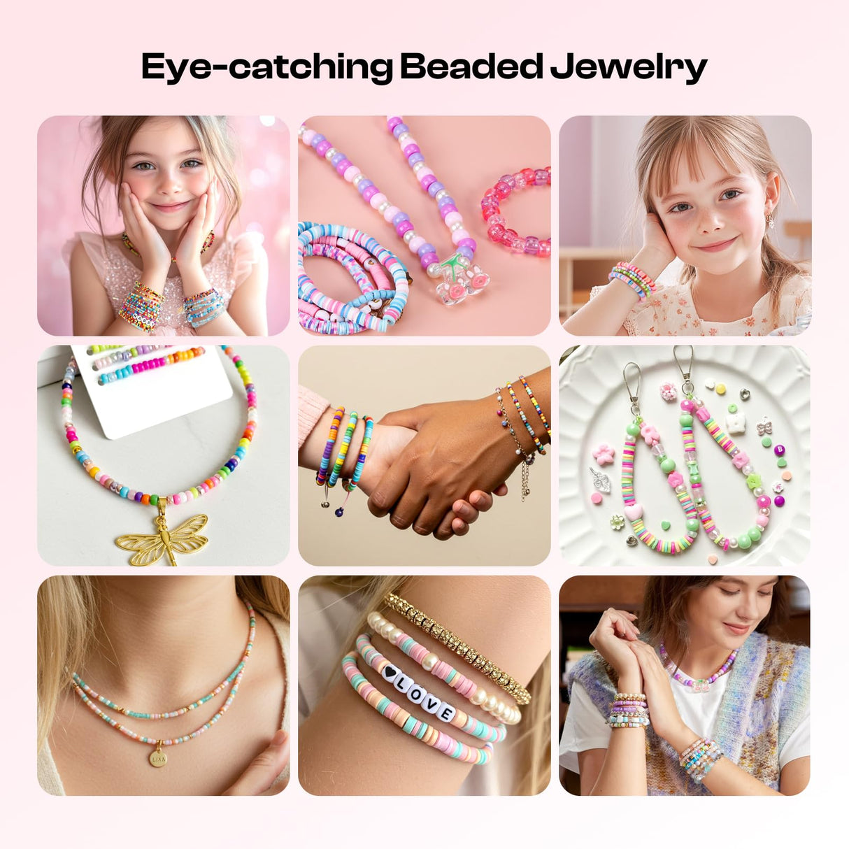 Caydo Electric Bead Spinner for Jewelry Making – Clay Bead Bracelet Maker Machine with Clay Beads, Needle & Elastic String | DIY Craft Kit Gift for Girls, Kids, Teens (Ages 8+, White) Caydo