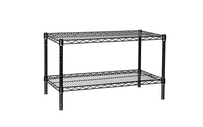 Omega Shelving Storage | 2 Tier Starter Shelving Unit 12" Deep x 24" Wide x 36" High - 800 lb Weight Capacity per Shelf, Adjustable Wire Shelving, Tool-Free Assembly |Black Shelving