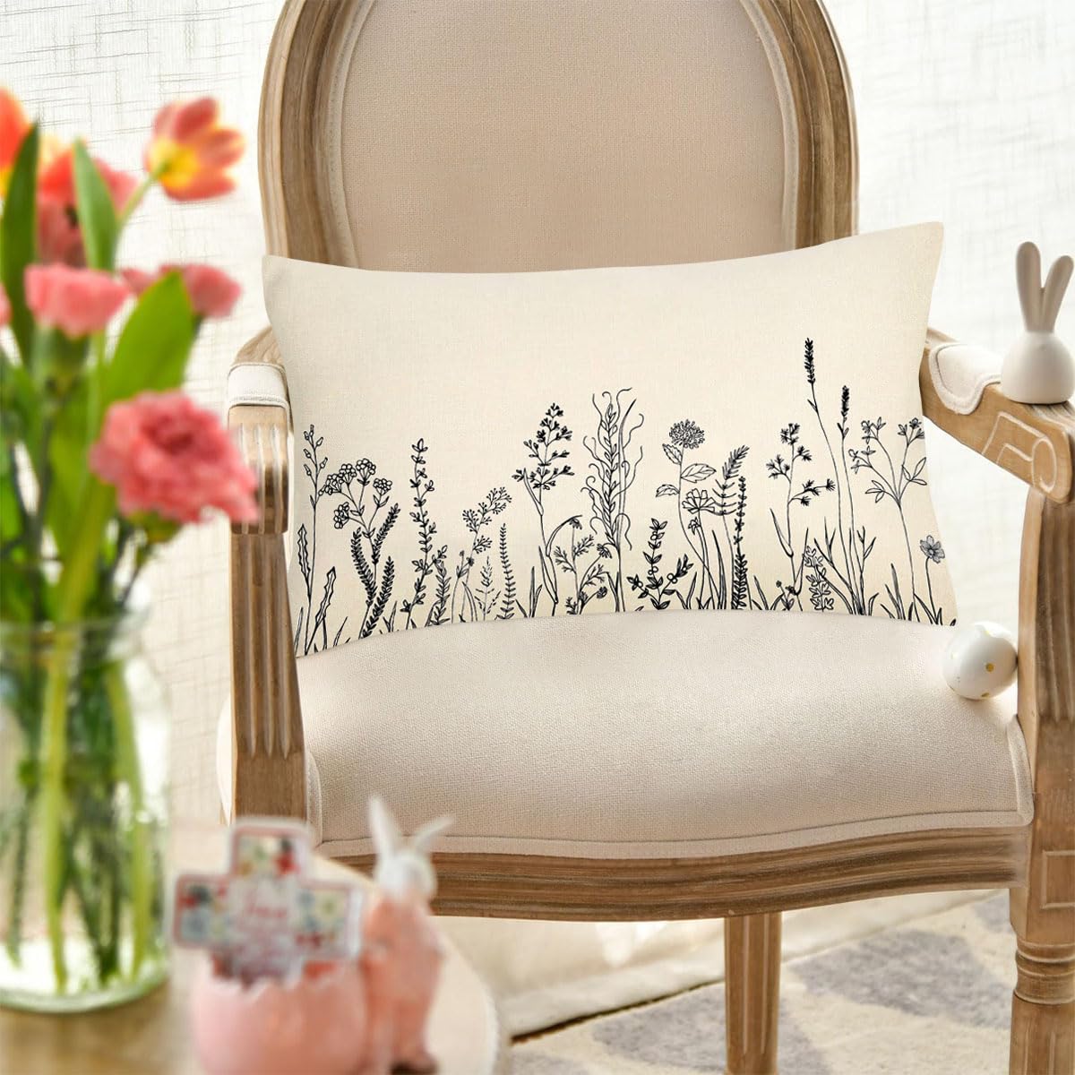 MFGNEH Farmhouse Pillow Covers 12x20 Inch Wild Flower Lumbar Throw Pillow Covers Home Decorative Pillows Spring Summer Decorations Cushion Case for Couch Sofa A539 MFGNEH